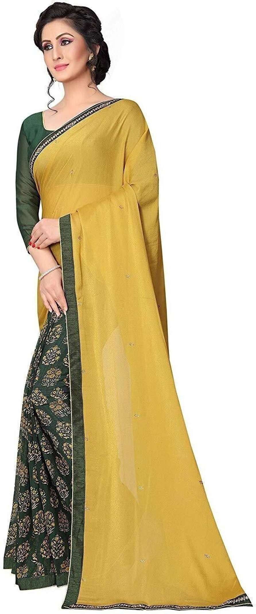 Mehendi Georgette Designer Saree - Image 2