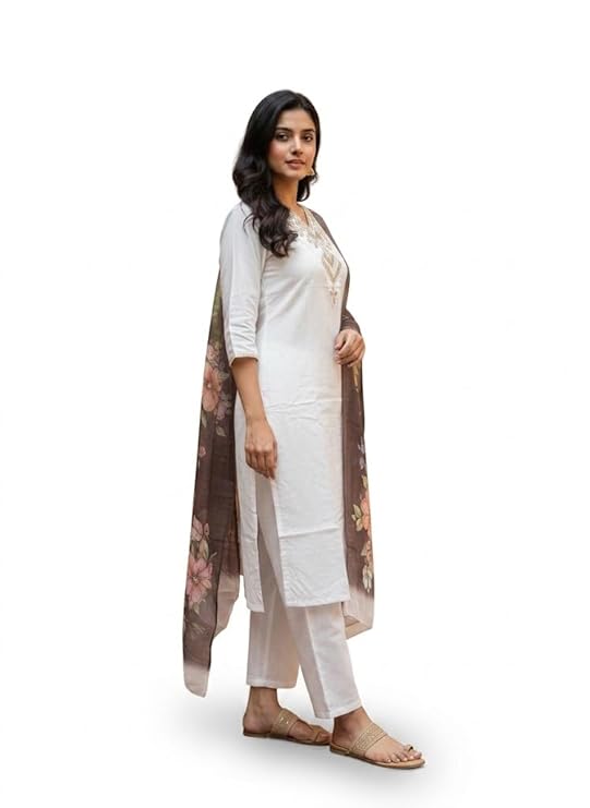 Elegant White Embroidered Organza Suit Set for Women | Designer Party Wear Ethnic Outfit - Image 2