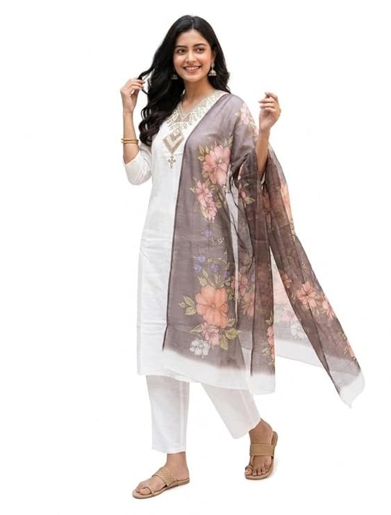 Elegant White Embroidered Organza Suit Set for Women | Designer Party Wear Ethnic Outfit - Image 4