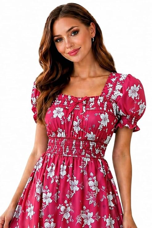 Women’s Pink Floral Maxi Dress | Stylish Casual & Summer Wear Long Dress for Women - Image 3