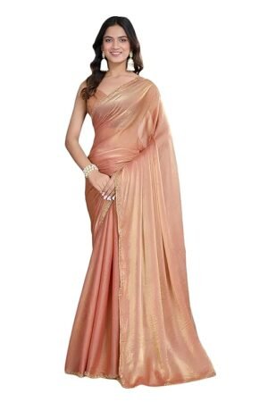 Soft Fandy Silk Saree With Hand Work Lace Boarder & Comes With Unstitched Blouse Piece