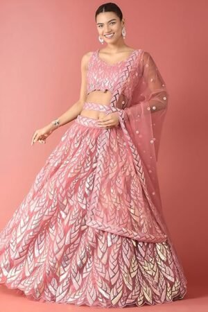 Stylish Pink Sequin Embroidered Lehenga Choli for Women | Party & Wedding Wear